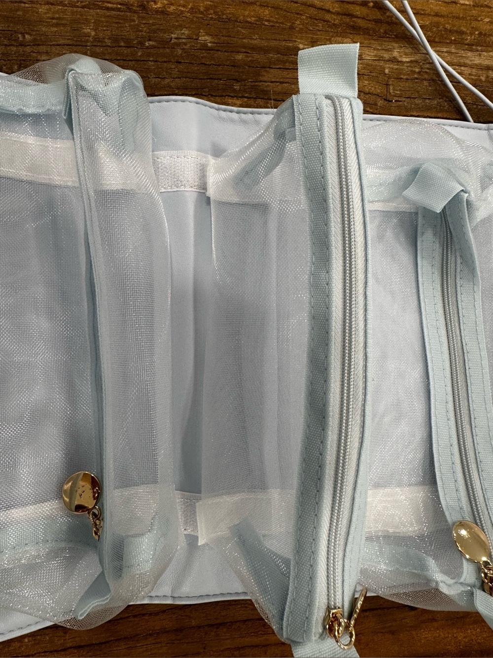 Light Blue Cosmetic Pouch with Gold Foil Accent - Picture 8 of 9